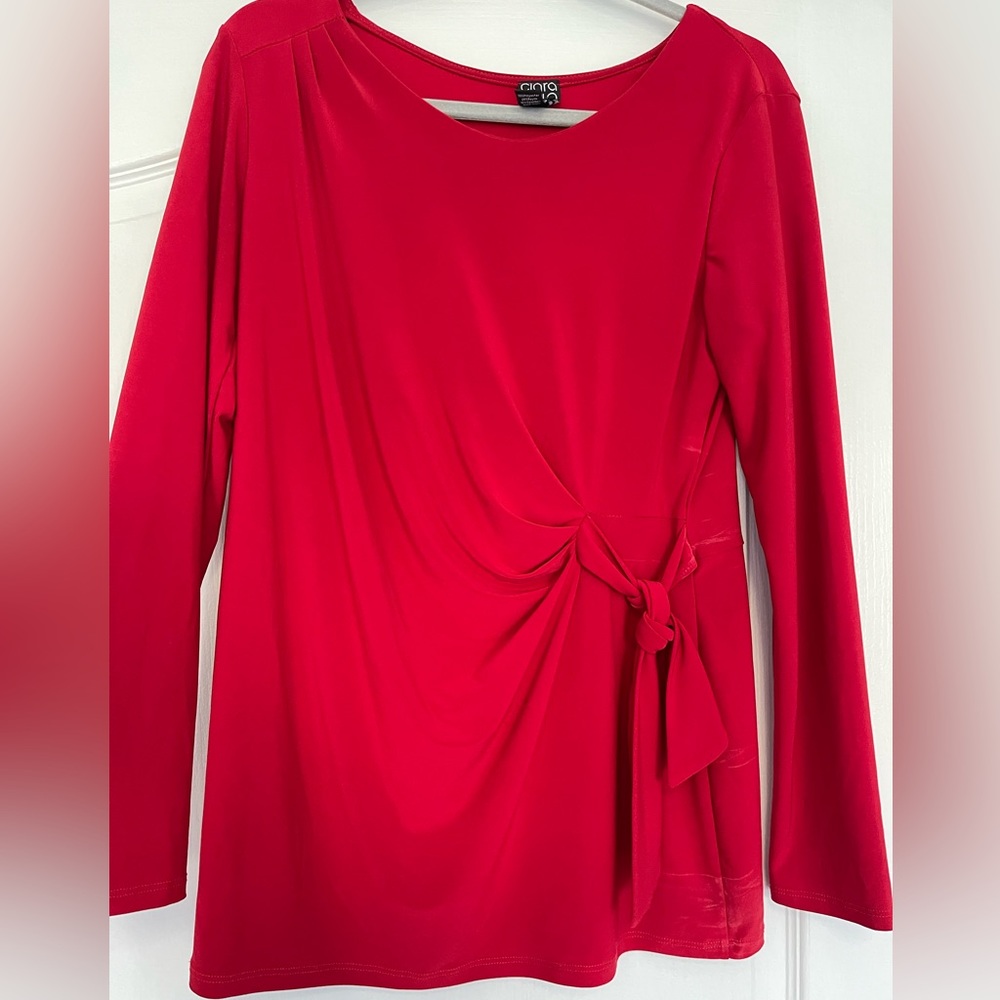 Red cinch waste top Clara Sun Woo